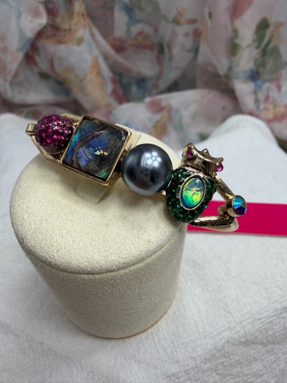 Betsey Johnson Multicolor Statement Bracelet with Pearl & Gem Accents